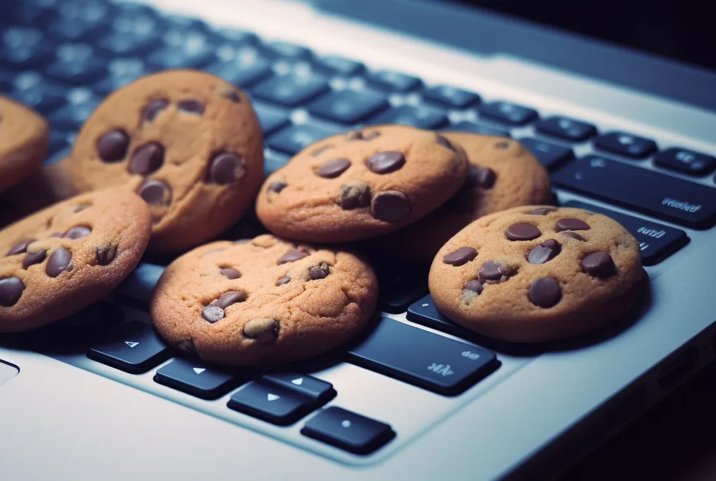 תמונה של עוגיות על גבי מקלדת של מחשב נייד